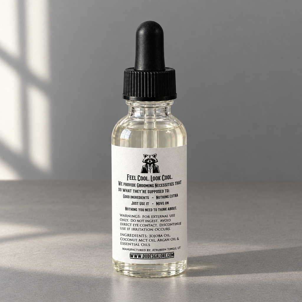 Back view of Classic & Essential beard oil in natural light