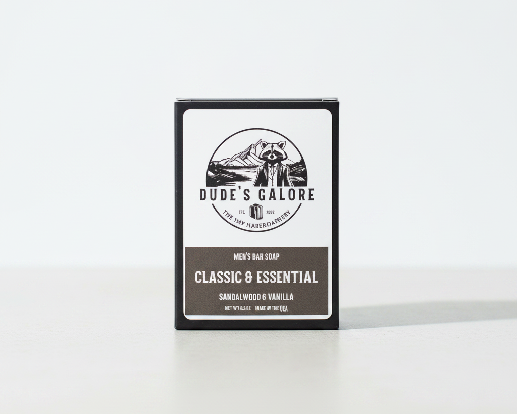Classic & Essential men's bar soap box – Sandalwood & Vanilla – Dude's Galore