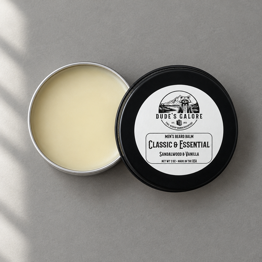Top-down Classic & Essential beard balm tin and lid